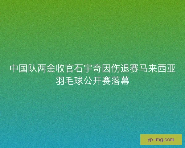 中国队两金收官石宇奇因伤退赛马来西亚羽毛球公开赛落幕