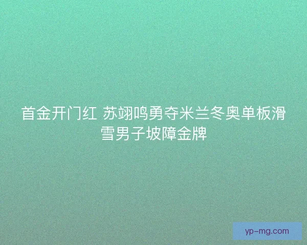 首金开门红 苏翊鸣勇夺米兰冬奥单板滑雪男子坡障金牌 首金开门红 苏翊鸣勇夺米兰冬奥单板滑雪男子坡障金牌
